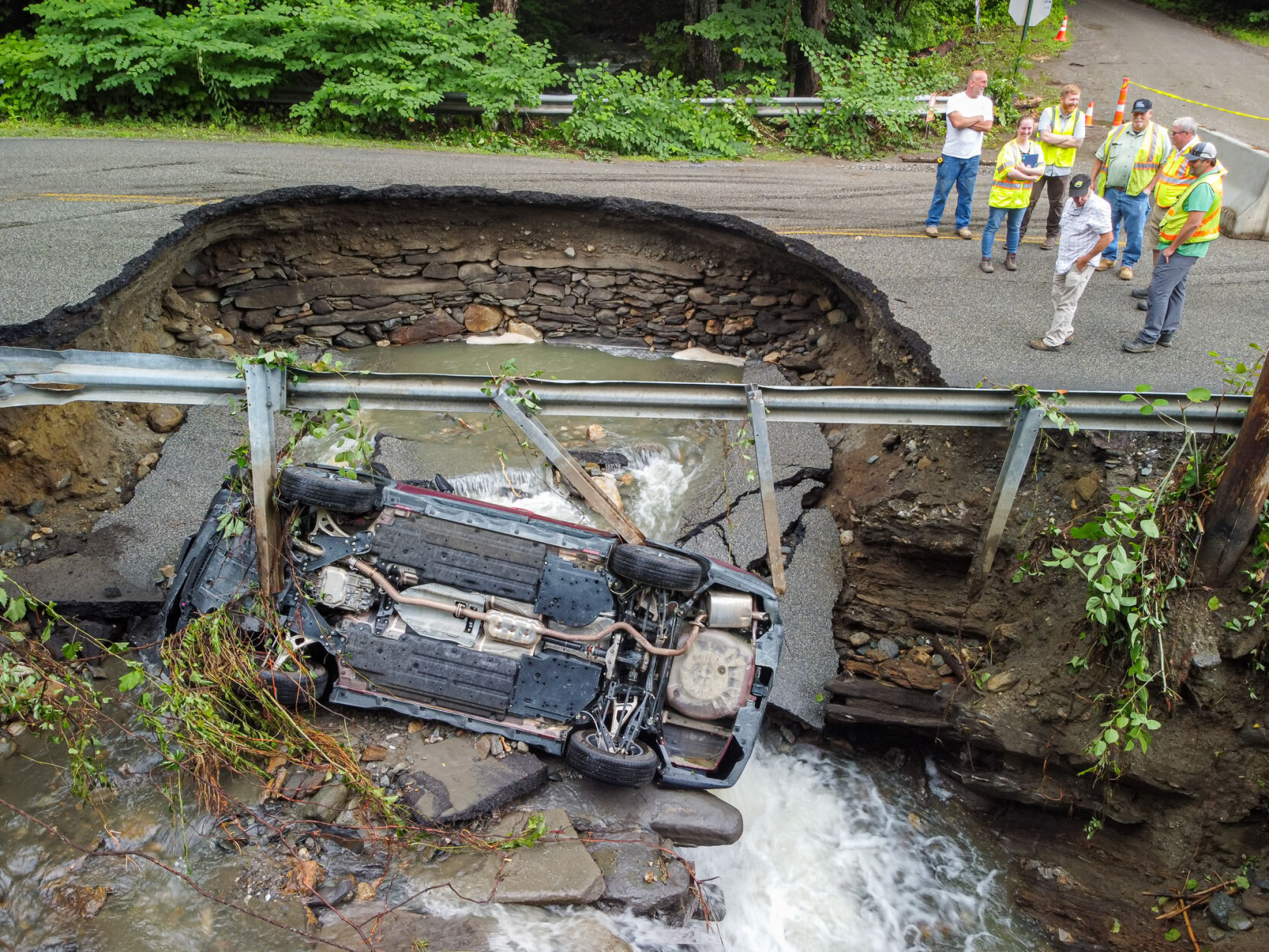 Heavy rains wash out bridge on Hinesburg Rd.